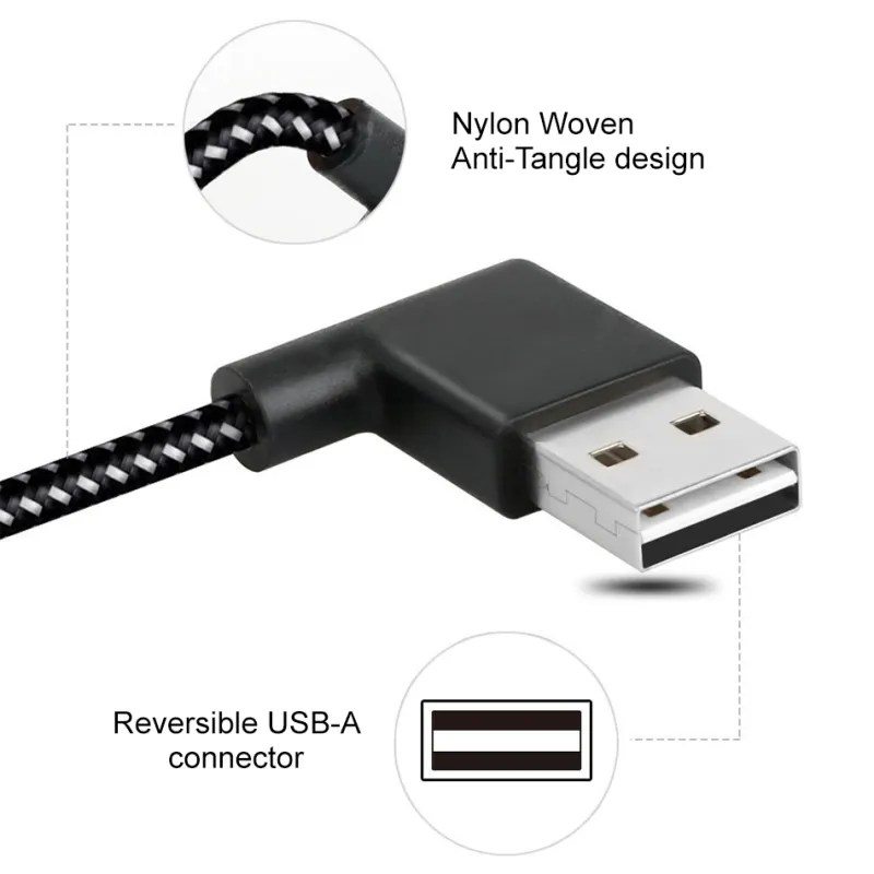 Double Right Angle USB Type-C Cable for Phone / Tablet
