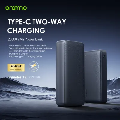 oraimo traveler 12 20000mah 12w fast charge type c 2 way