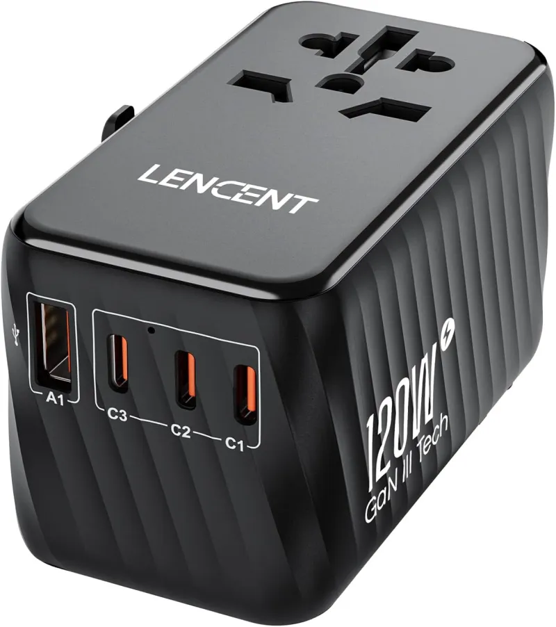 Lencent International Travel Adapter, 120W GaN Universal
